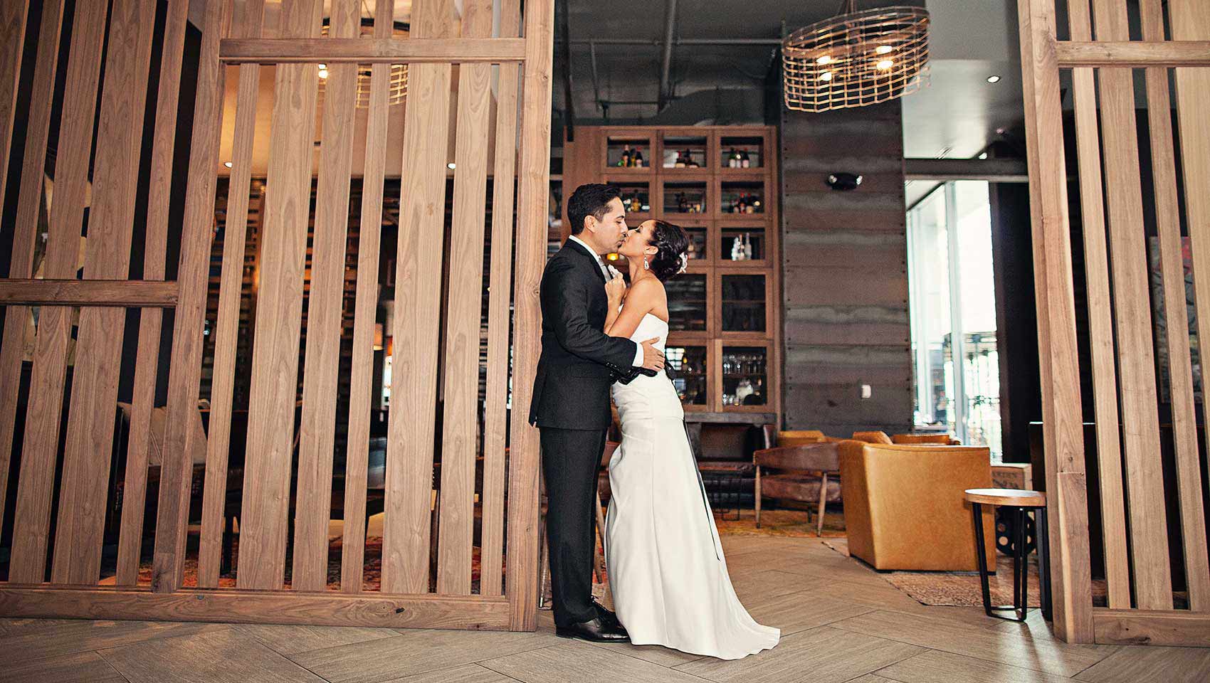 Couple at Blue Hound Entrance/Living Room