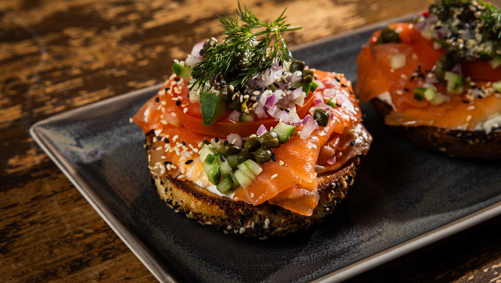Bagel with lox from Blue Hound Kitchen