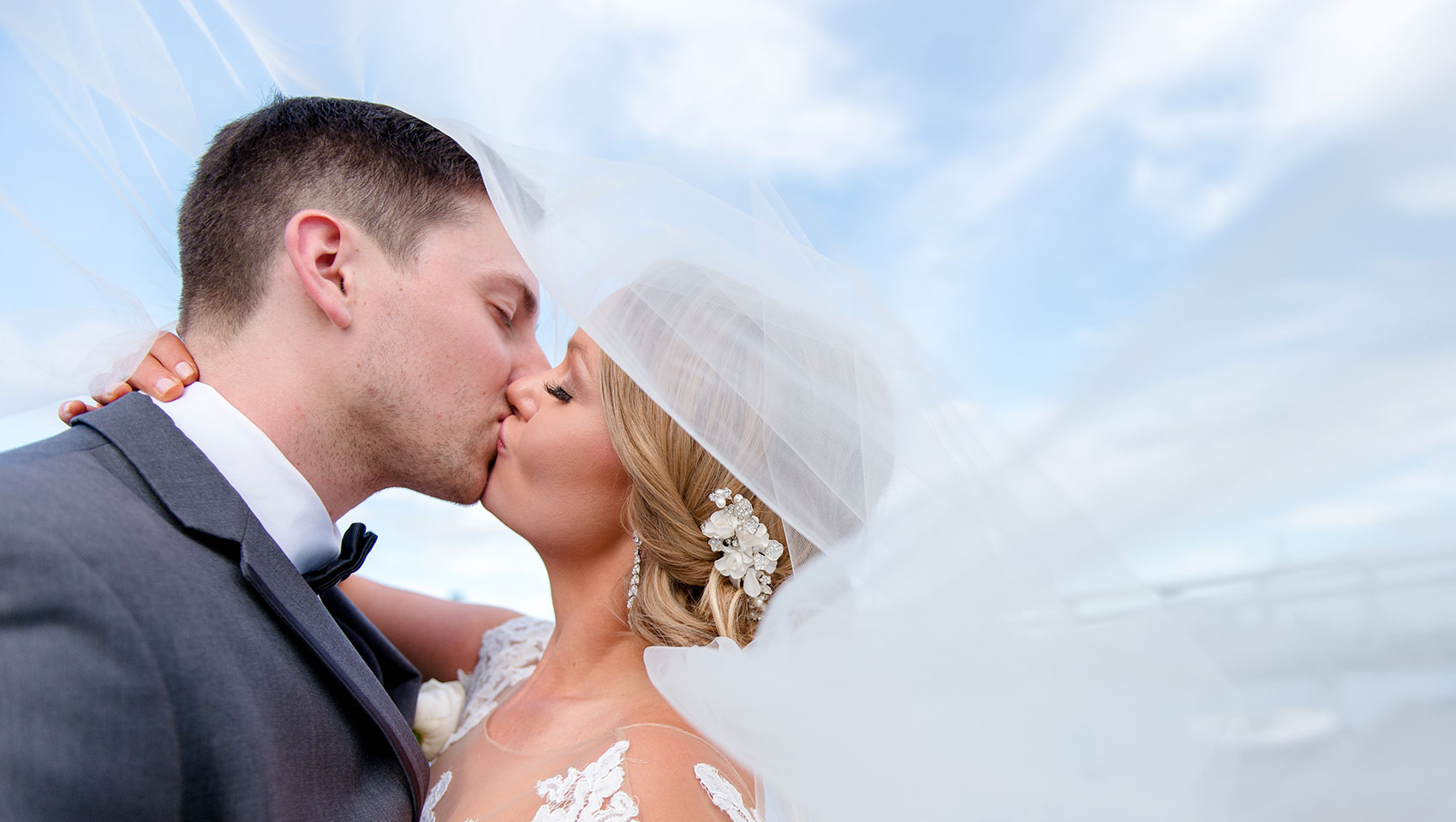 Newlyweds Kissing