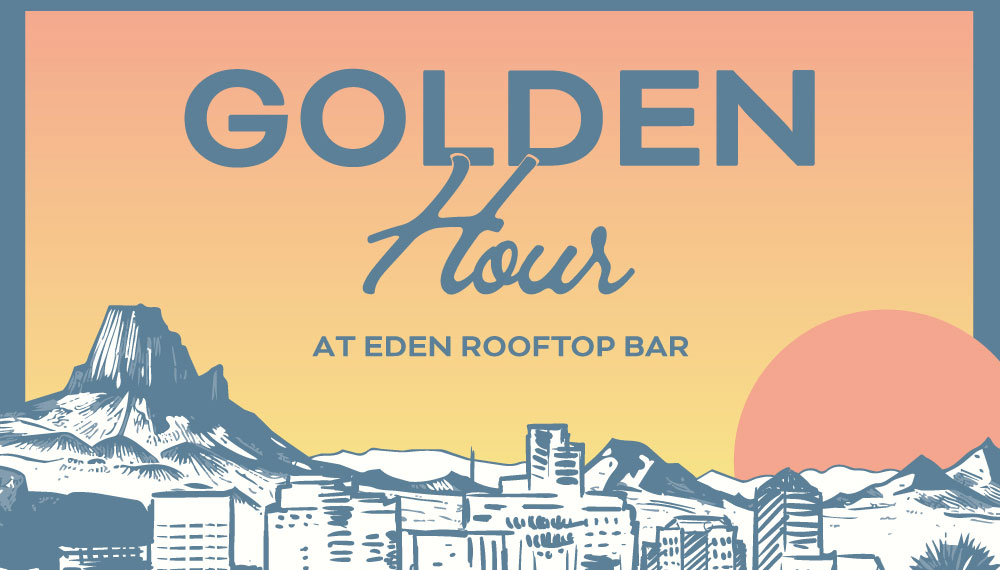 Golden Hour Web Tile with mountains and sun