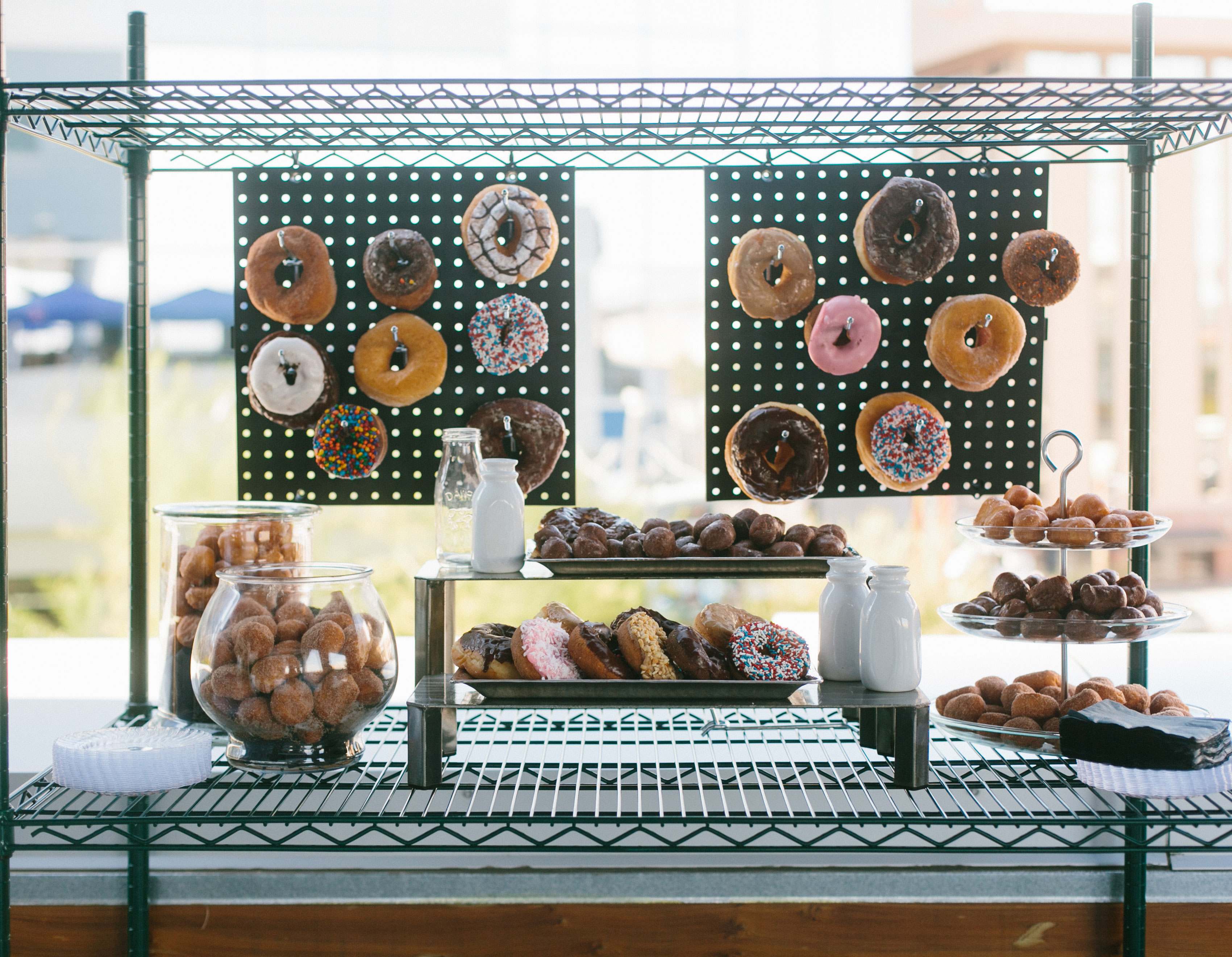 dessert donut station set up for a social event