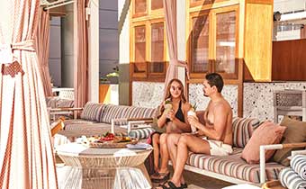 People in cabana